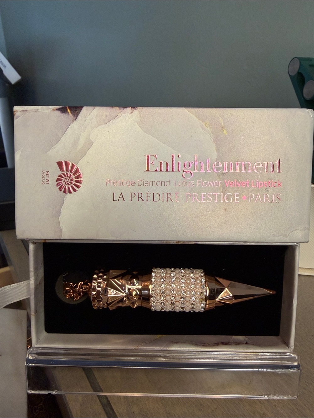 La Prédire Prestige 'Enlightenment' Rose Gold Velvet Lipstick Case with Crystals